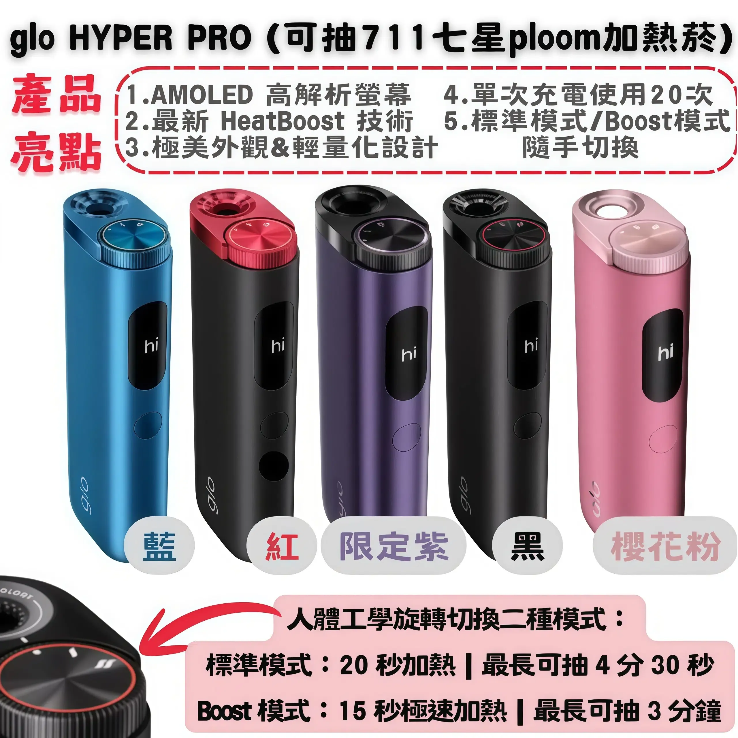glo Hyper Pro 與 Ploom AURA:IQOS 之外的加熱煙主機選擇|蒸氣空間 2 Glo Hyper Pro 加熱煙主機 HeatBoost技術 多色蛋形設計 蒸氣空間